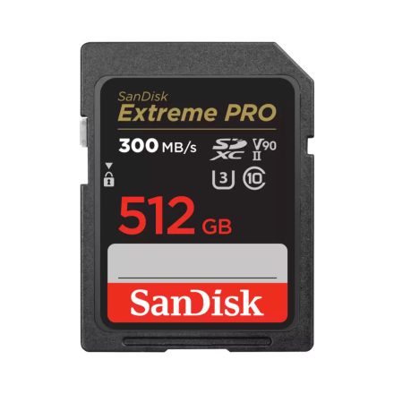 SanDisk SDXC Extreme PRO 512GB U3 V90 (UHS-II) memóriakártya (300MB/s) (00220052)