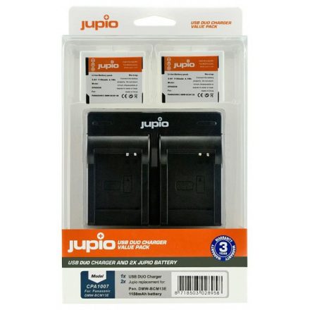 Jupio Panasonic DMW-BCM13E 1150 mAh akkumulátor és USB Dual Charger Kit