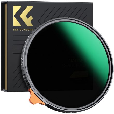 K&F Concept NANO-X Slim, HD, VARIO ND 2-400 változtatható szürkeszűrő, vízlepergető, karcálló (55mm)