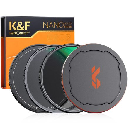 K&F Concept NANO-X series, MCUV + CPL szűrő, vízlepergető, karcálló, fém objektívsapka + tok (52mm)