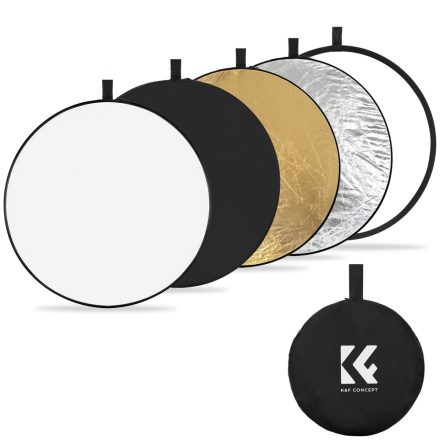 K&F Concept 5in1 derítőlap, reflektor + hordtáska 110cm (fehér, fekete, arany, ezüst, transparens)