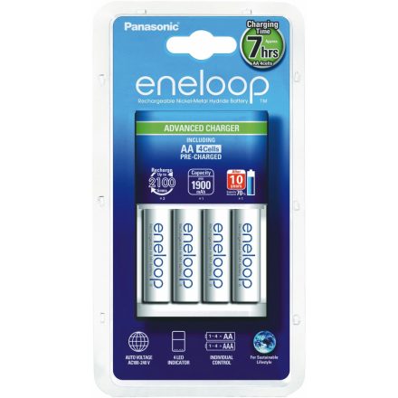 Panasonic Eneloop K-KJ17MCC40E akkumulátor töltő 4 db 1900mAh AA akkumulátorral