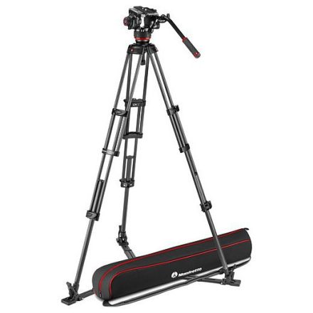 Manfrotto 504x fluid videó fej karbon ikerlábas állvánnyal, földterp. (MVK504XTWINGC)